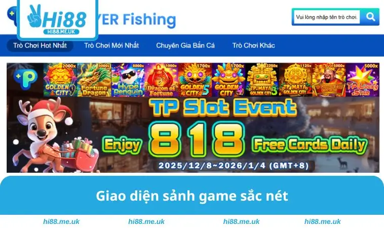 Giao diện sảnh game sắc nét