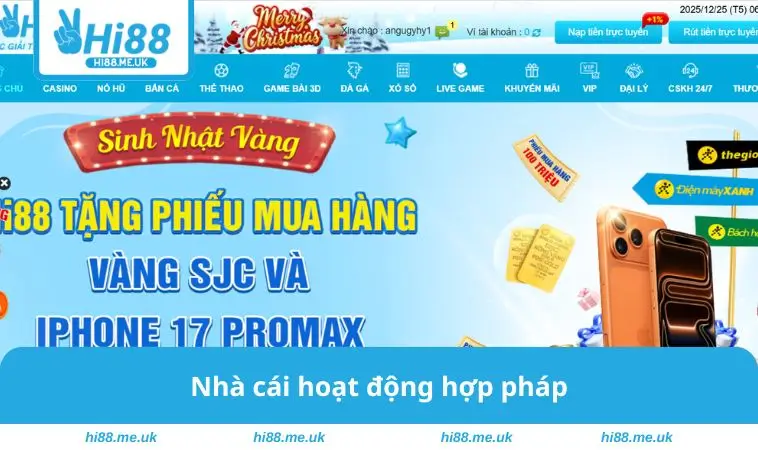 Nhà cái hoạt động hợp pháp
