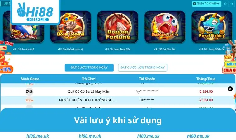 Vài lưu ý khi sử dụng